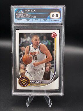 2025 Bowman #100 Nikola Jokic Denver Nuggets APEX AI Graded 9.5